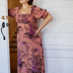 Anthropologie Puff Sleeve Midi Floral Print Maxi Dress - 3X Plus Size